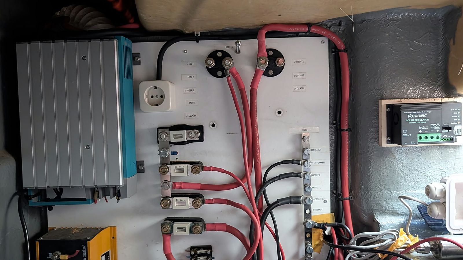 De oude elektrische installatie van de Kent 27, tijdens de demontage